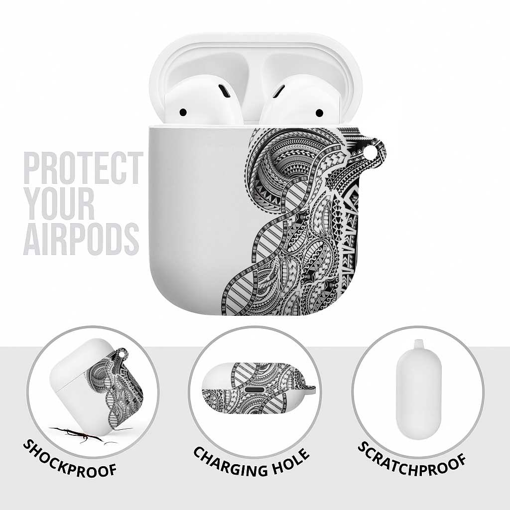 Samoan DNA Art Tattoo AirPods Case Polynesian Pattern White Color