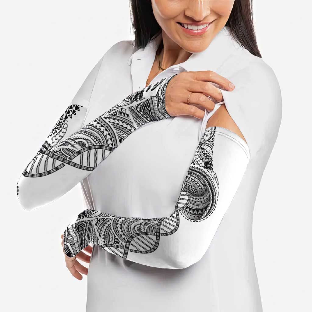 Samoan DNA Art Tattoo Arm Sleeves Polynesian Pattern White Color