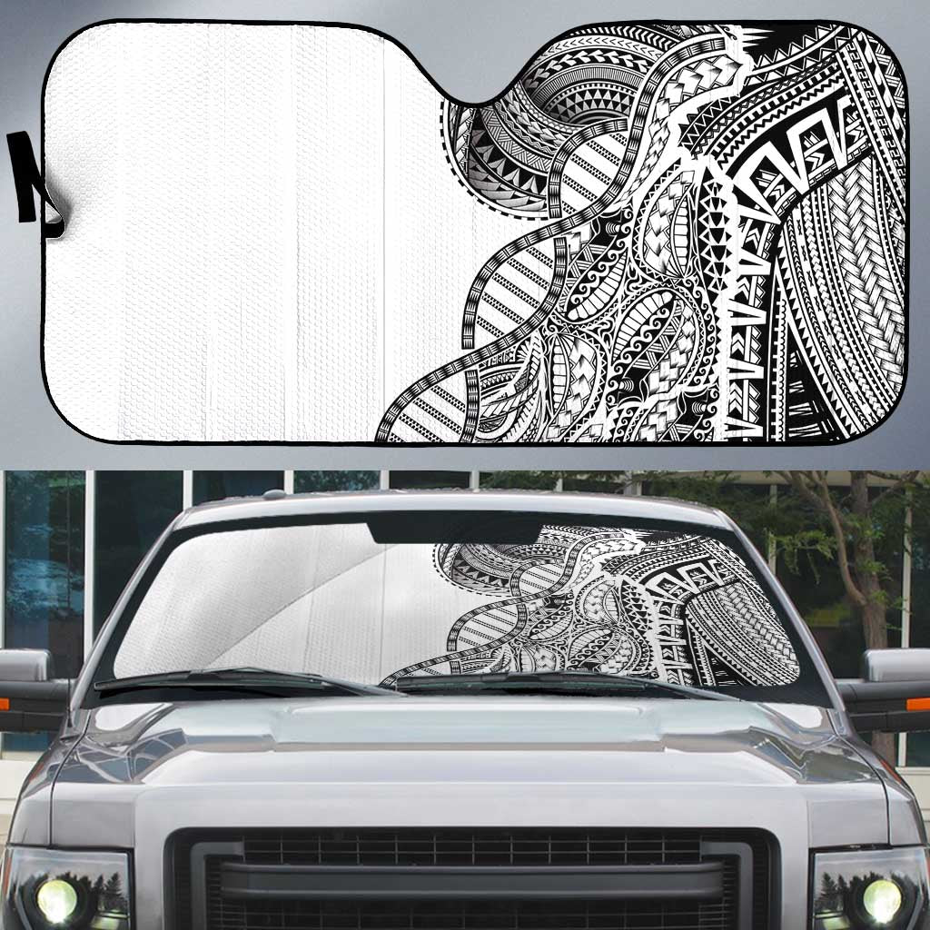Samoan DNA Art Tattoo Auto Sun Shade Polynesian Pattern White Color