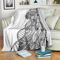 Samoan DNA Art Tattoo Blanket Polynesian Pattern White Color