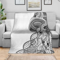 Samoan DNA Art Tattoo Blanket Polynesian Pattern White Color
