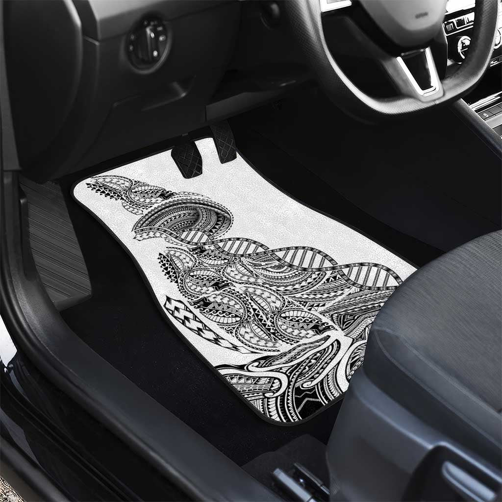 Samoan DNA Art Tattoo Car Mats Polynesian Pattern White Color