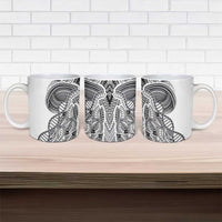 Samoan DNA Art Tattoo Ceramic Mug Polynesian Pattern White Color