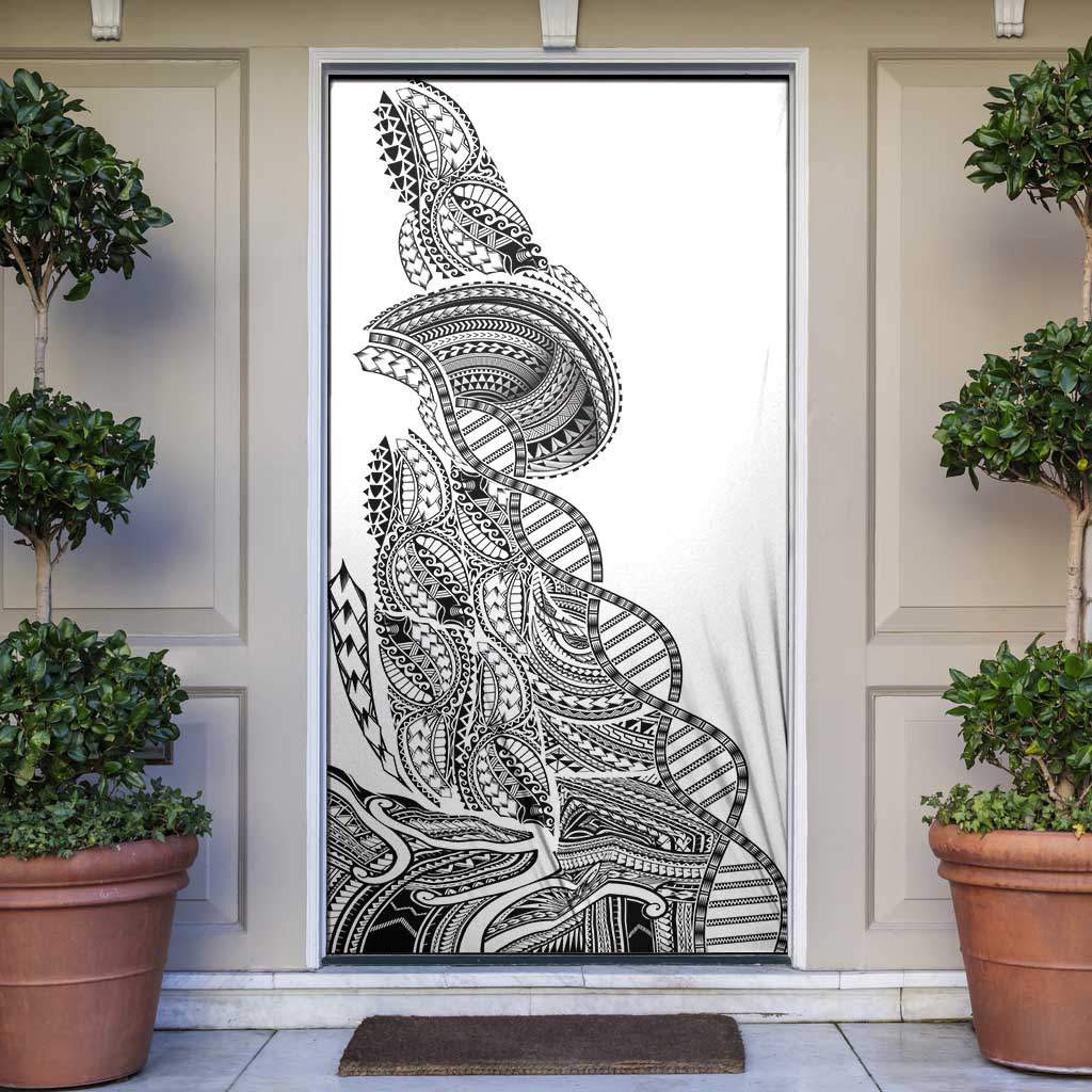 Samoan DNA Art Tattoo Door Cover Polynesian Pattern White Color
