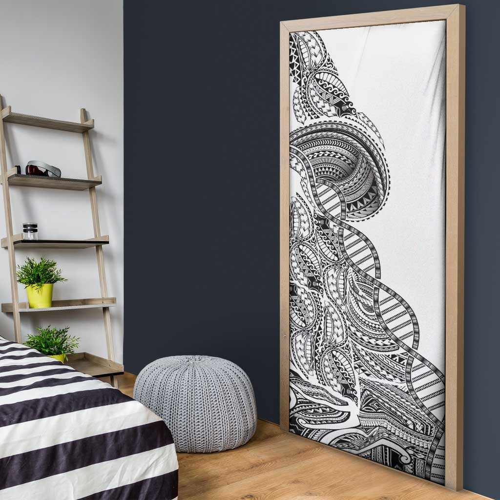 Samoan DNA Art Tattoo Door Cover Polynesian Pattern White Color