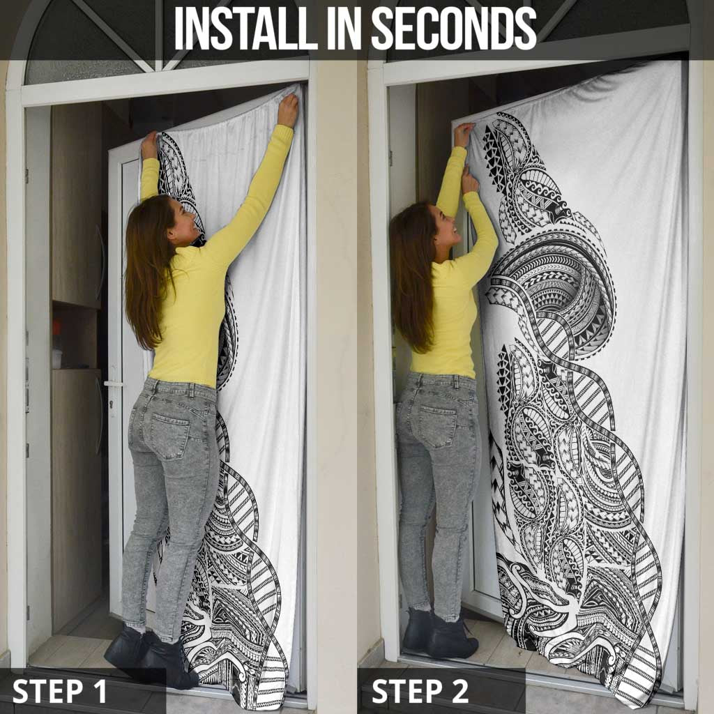 Samoan DNA Art Tattoo Door Cover Polynesian Pattern White Color