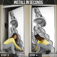 Samoan DNA Art Tattoo Door Cover Polynesian Pattern White Color