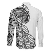 Samoan DNA Art Tattoo Family Matching Mermaid Dress and Hawaiian Shirt Polynesian Pattern White Color