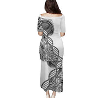 Samoan DNA Art Tattoo Family Matching Puletasi and Hawaiian Shirt Polynesian Pattern White Color