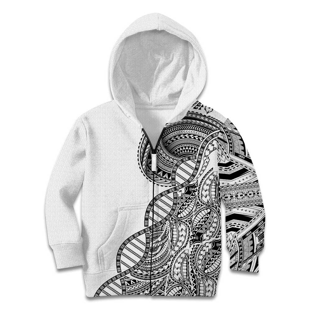 Samoan DNA Art Tattoo Kid Hoodie Polynesian Pattern White Color