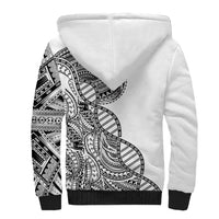 Samoan DNA Art Tattoo Sherpa Hoodie Polynesian Pattern White Color
