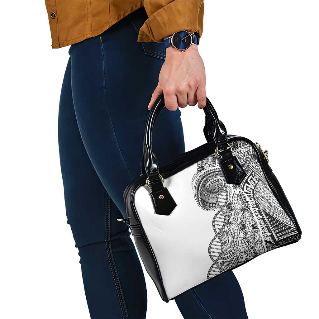 Samoan DNA Art Tattoo Shoulder Handbag Polynesian Pattern White Color