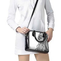 Samoan DNA Art Tattoo Shoulder Handbag Polynesian Pattern White Color