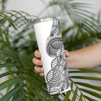 Samoan DNA Art Tattoo Skinny Tumbler Polynesian Pattern White Color