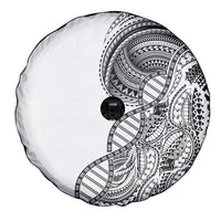 Samoan DNA Art Tattoo Spare Tire Cover Polynesian Pattern White Color