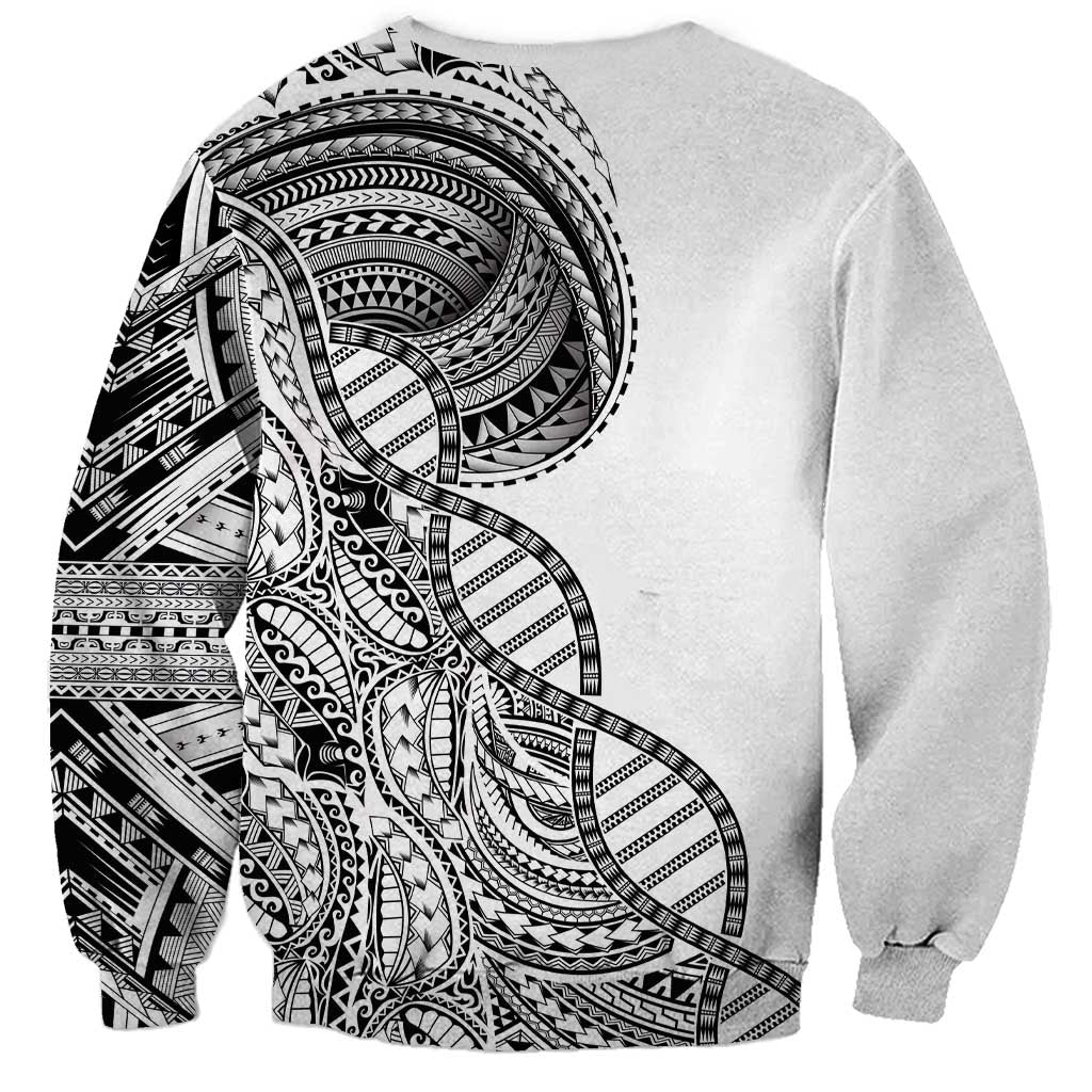 Samoan DNA Art Tattoo Sweatshirt Polynesian Pattern White Color