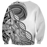 Samoan DNA Art Tattoo Sweatshirt Polynesian Pattern White Color