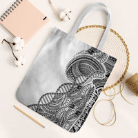 Samoan DNA Art Tattoo Tote Bag Polynesian Pattern White Color