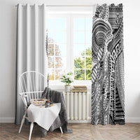 Samoan DNA Art Tattoo Window Curtain Polynesian Pattern White Color