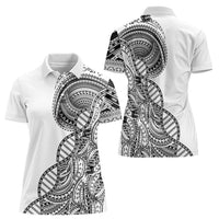 Samoan DNA Art Tattoo Women Polo Shirt Polynesian Pattern White Color LT03 - Polynesian Pride