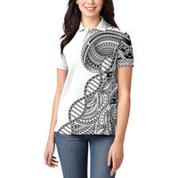 Samoan DNA Art Tattoo Women Polo Shirt Polynesian Pattern White Color LT03 - Polynesian Pride