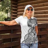 Samoan DNA Art Tattoo Women Polo Shirt Polynesian Pattern White Color LT03 - Polynesian Pride