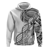 Samoan DNA Art Tattoo Zip Hoodie Polynesian Pattern White Color