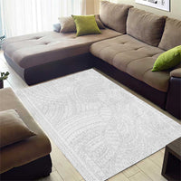 Samoan DNA Art Tattoo Area Rug Polynesian Pattern All White