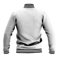 Samoan DNA Art Tattoo Baseball Jacket Polynesian Pattern All White