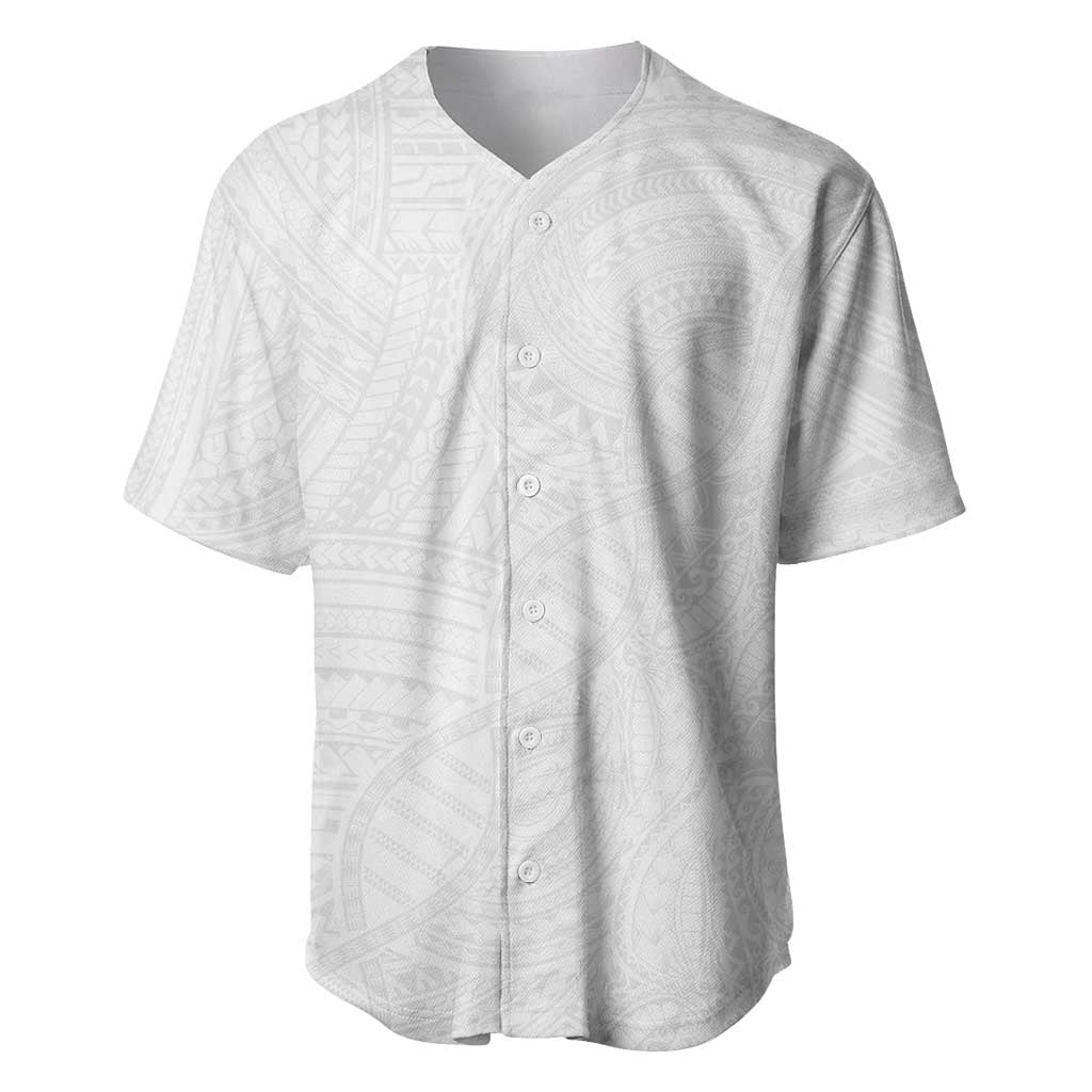 Samoan DNA Art Tattoo Baseball Jersey Polynesian Pattern All White