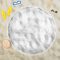 Samoan DNA Art Tattoo Beach Blanket Polynesian Pattern All White