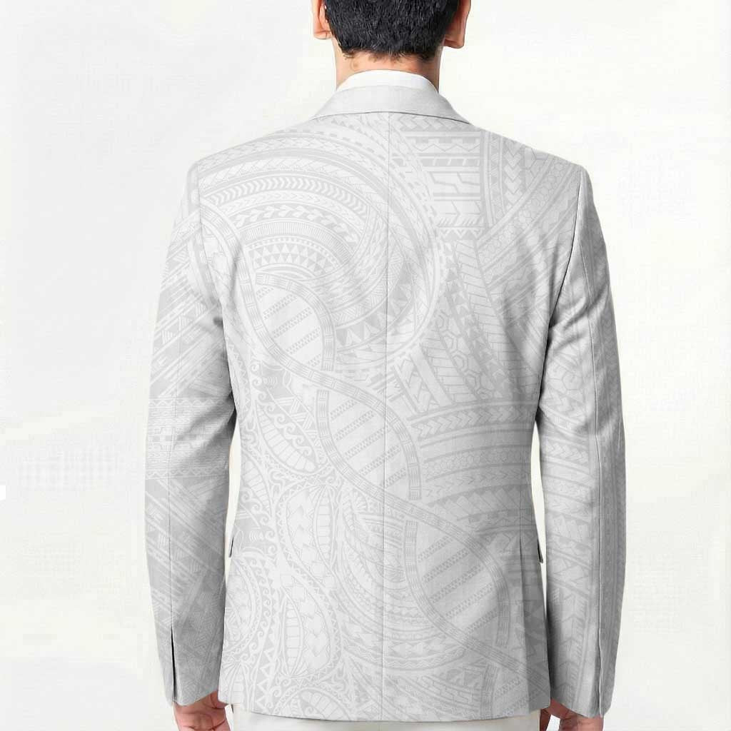 Samoan DNA Art Tattoo Blazer Polynesian Pattern All White