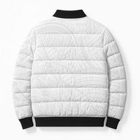 Samoan DNA Art Tattoo Bomber Puffer Jacket Polynesian Pattern All White
