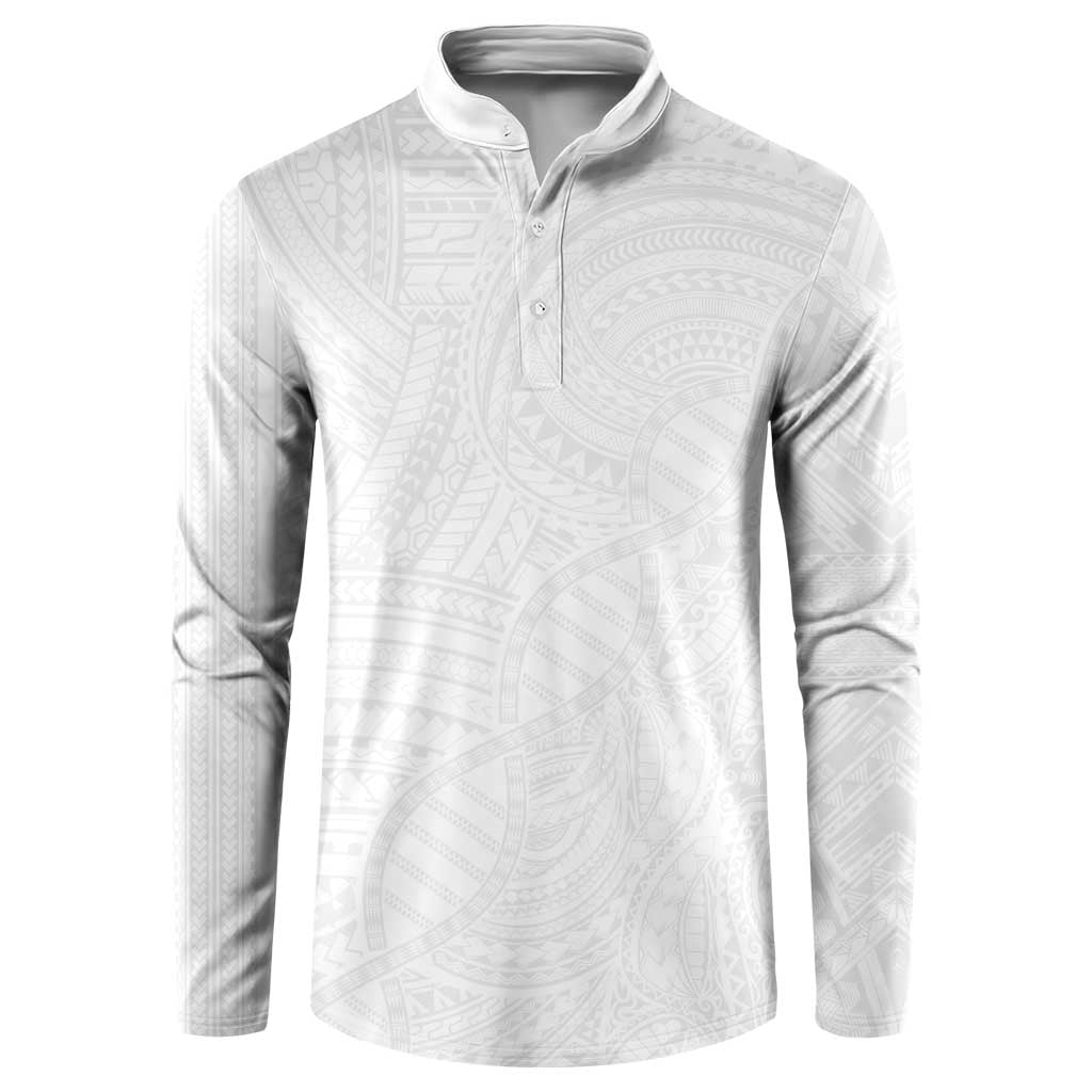 Samoan DNA Art Tattoo Button Sweatshirt Polynesian Pattern All White