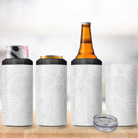 Samoan DNA Art Tattoo 4 in 1 Can Cooler Tumbler Polynesian Pattern All White LT03 - Polynesian Pride
