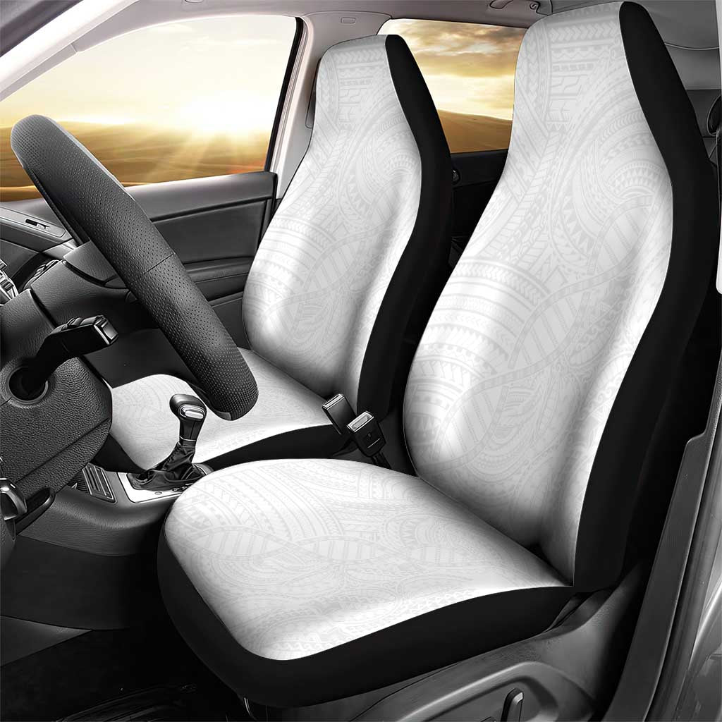 Samoan DNA Art Tattoo Car Seat Cover Polynesian Pattern All White