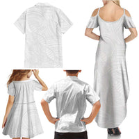 Samoan DNA Art Tattoo Family Matching Summer Maxi Dress and Hawaiian Shirt Polynesian Pattern All White