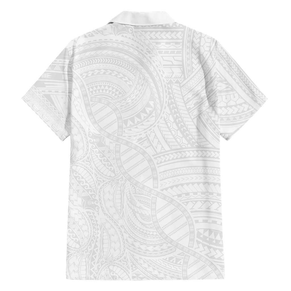 Samoan DNA Art Tattoo Family Matching Summer Maxi Dress and Hawaiian Shirt Polynesian Pattern All White