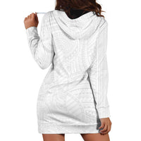 Samoan DNA Art Tattoo Hoodie Dress Polynesian Pattern All White