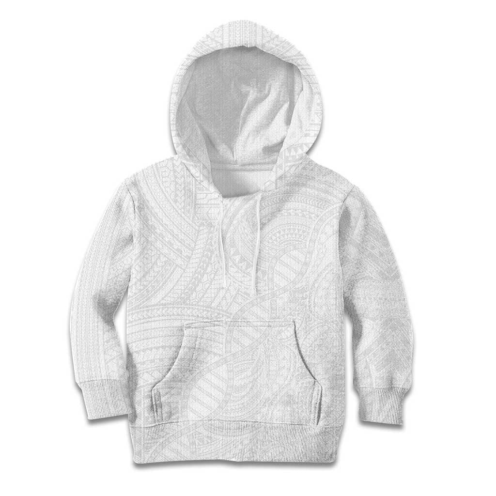 Samoan DNA Art Tattoo Kid Hoodie Polynesian Pattern All White
