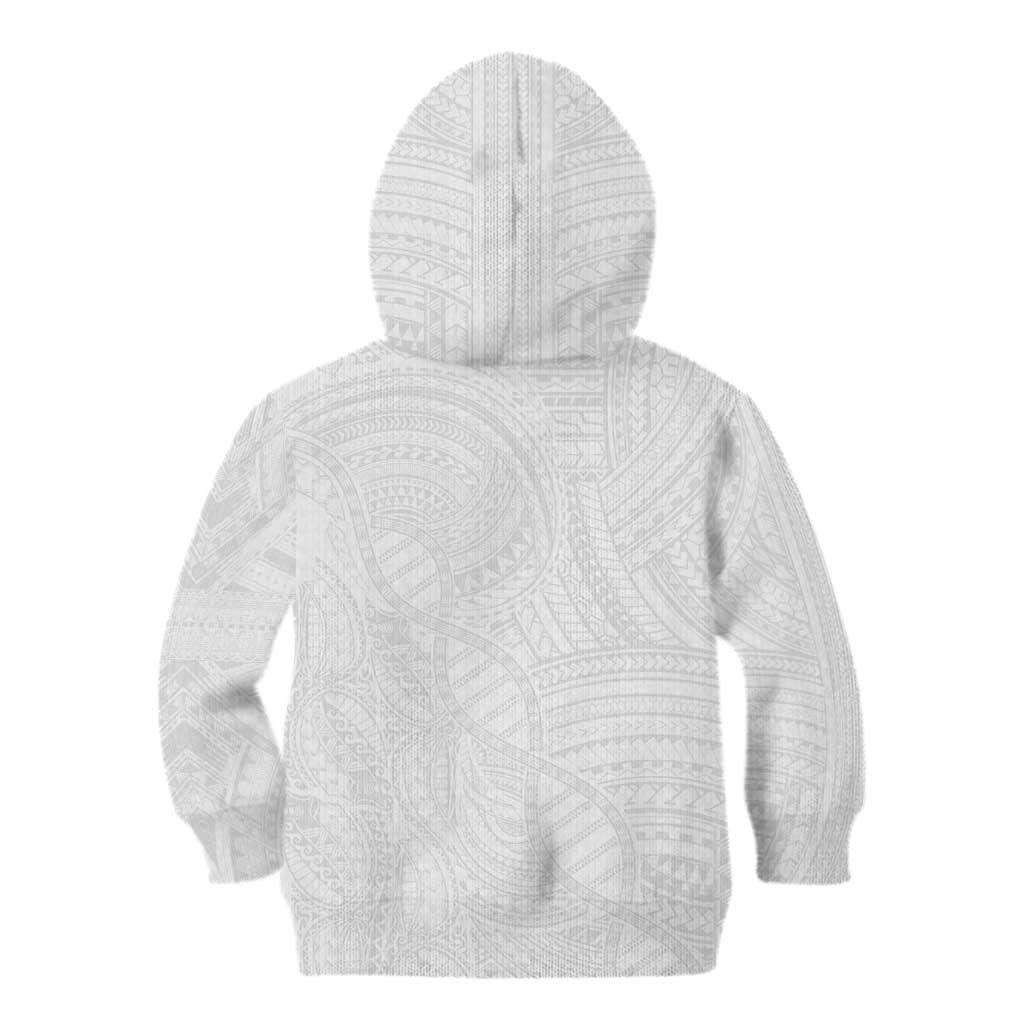 Samoan DNA Art Tattoo Kid Hoodie Polynesian Pattern All White