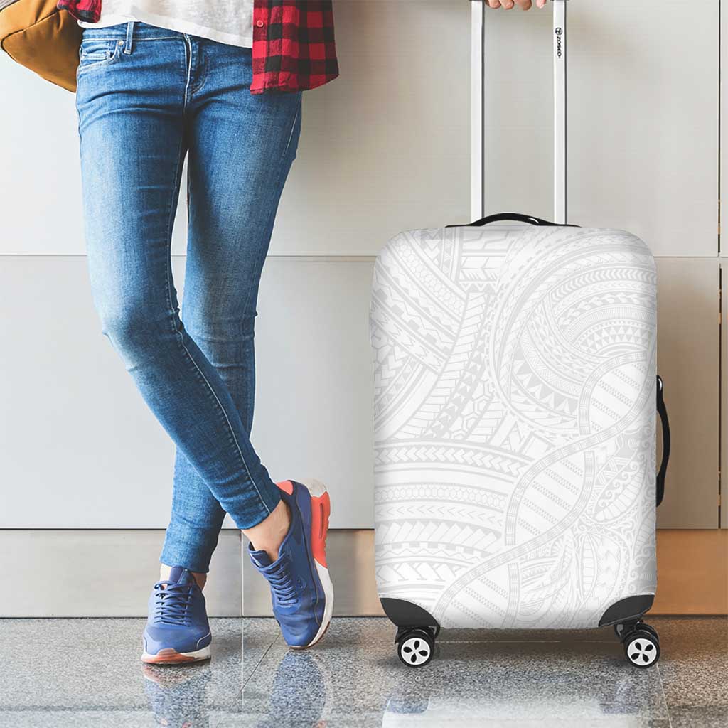 Samoan DNA Art Tattoo Luggage Cover Polynesian Pattern All White