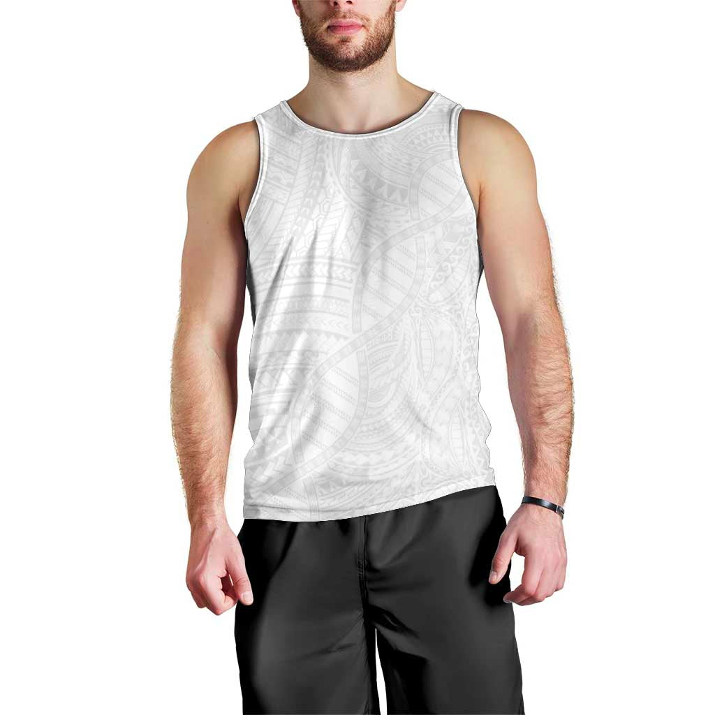 Samoan DNA Art Tattoo Men Tank Top Polynesian Pattern All White