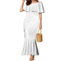 Samoan DNA Art Tattoo Mermaid Dress Polynesian Pattern All White