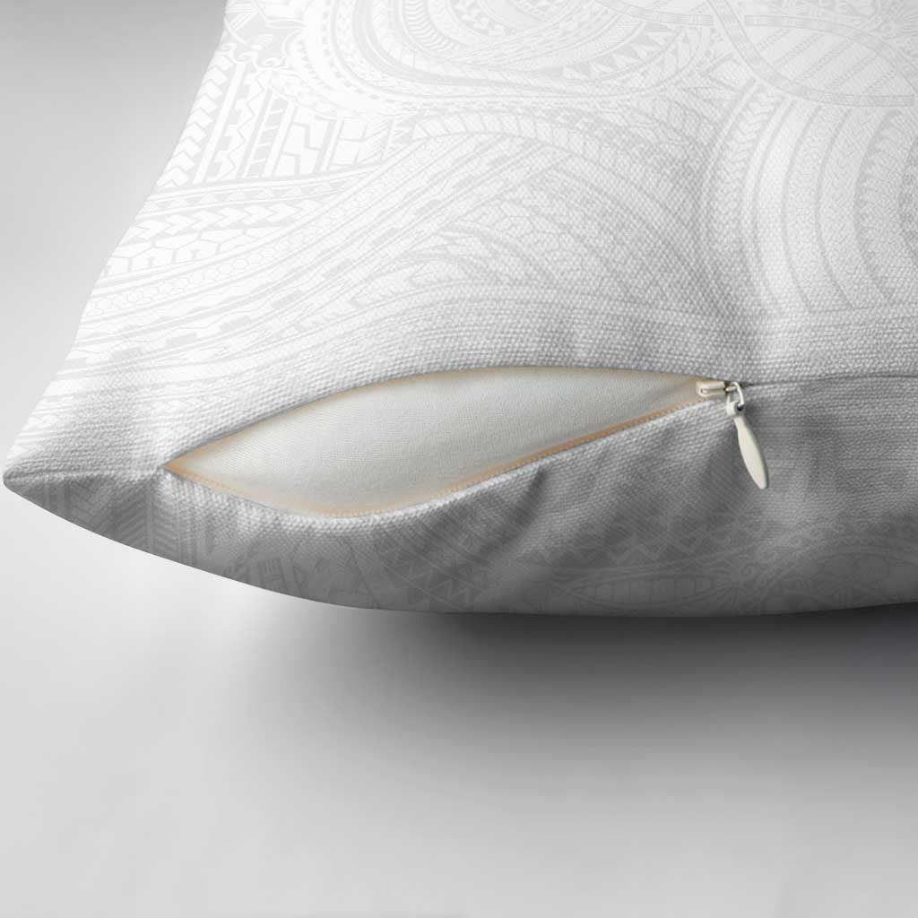 Samoan DNA Art Tattoo Pillow Cover Polynesian Pattern All White