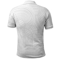Samoan DNA Art Tattoo Polo Shirt Polynesian Pattern All White