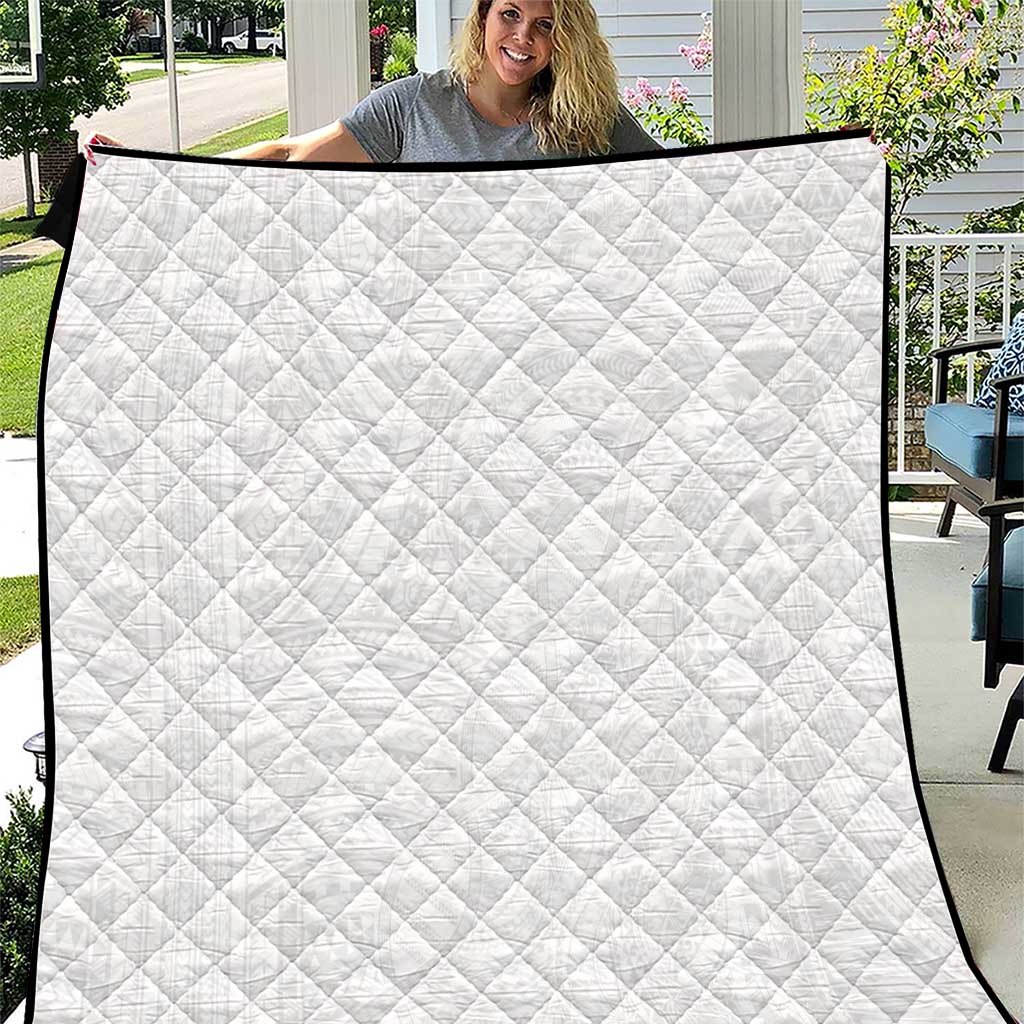 Samoan DNA Art Tattoo Quilt Polynesian Pattern All White