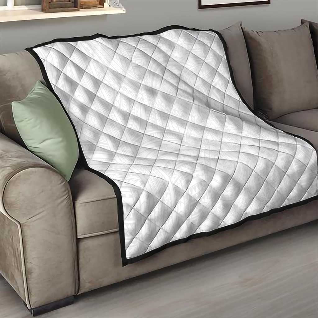 Samoan DNA Art Tattoo Quilt Polynesian Pattern All White