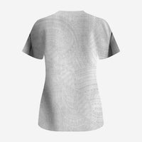 Samoan DNA Art Tattoo Scrub Top Polynesian Pattern All White