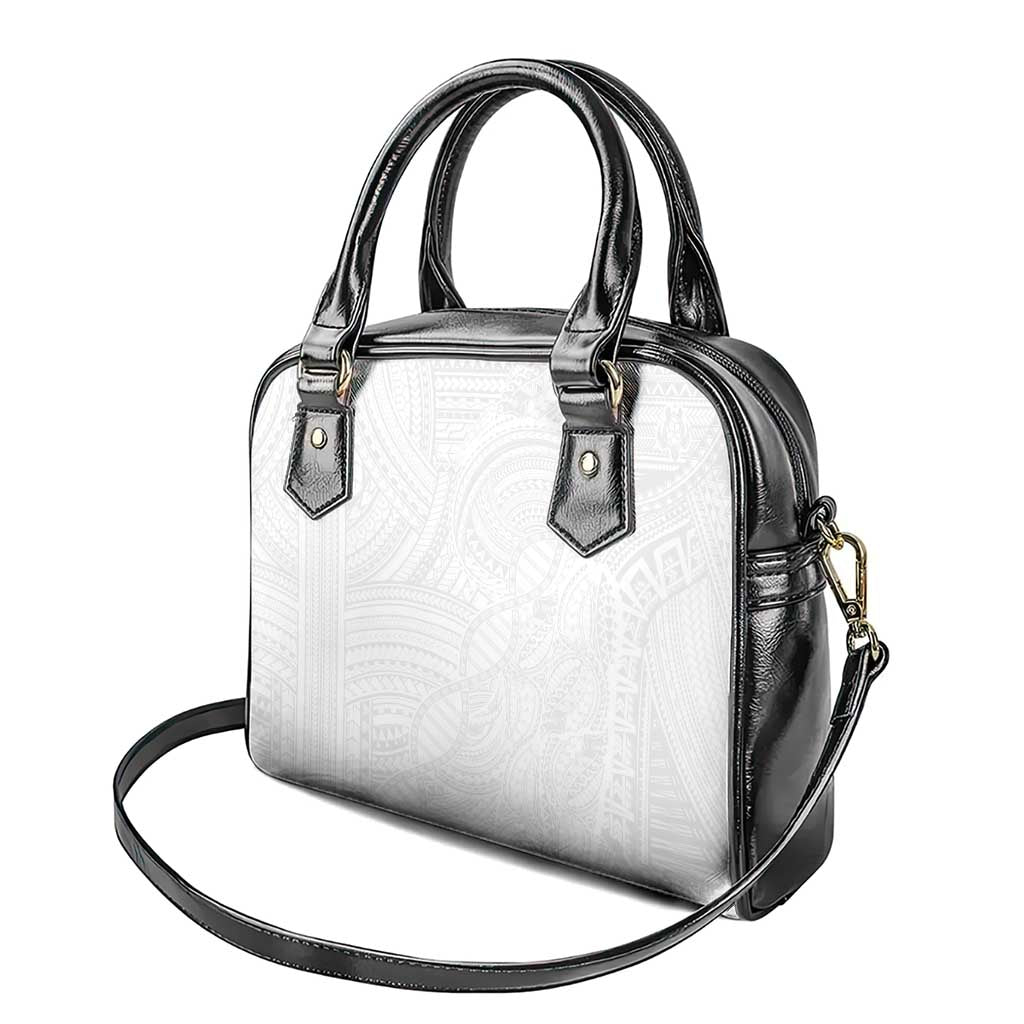 Samoan DNA Art Tattoo Shoulder Handbag Polynesian Pattern All White